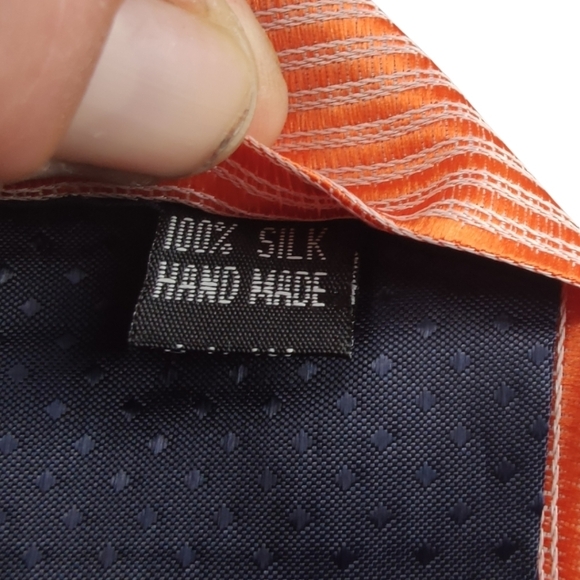 ✨ Two Tone Orange Stripe Handmade Silk Tie - Picture 6 of 6